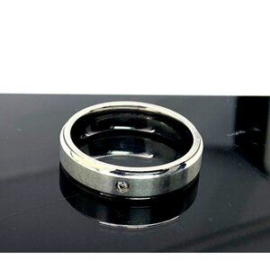 Men's Wedding Band 0.02ct Diamond Silver Tone Stainless Steel 6mm Size 11